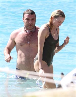 Naomi Watts wearing a swimsuit on the beach in St Barts 12/31/12 