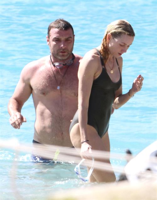 Naomi Watts wearing a swimsuit on the beach in St Barts 12/31/12 