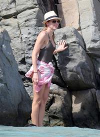 Naomi Watts wearing a swimsuit on the beach in St Barts 12/31/12 