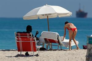Nicole Trunfio bikini candids in Miami Beach 11/1/12