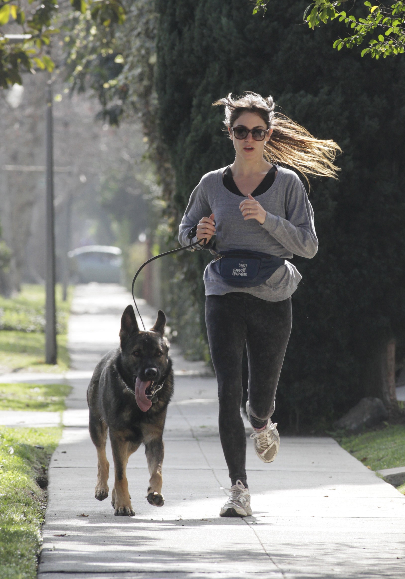 Nikki Reed jogging with her dog Enzo in Los Angeles on February 6, 2013