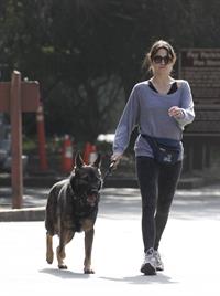 Nikki Reed jogging with her dog Enzo in Los Angeles on February 6, 2013