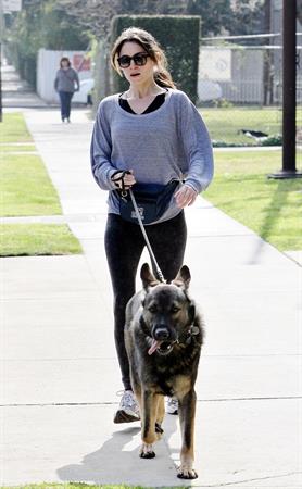 Nikki Reed jogging with her dog Enzo in Los Angeles on February 6, 2013