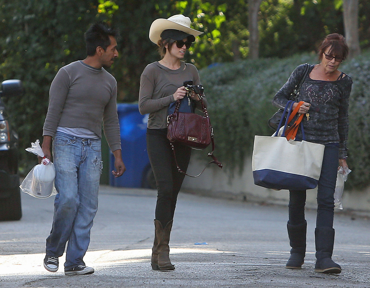 Nikki Reed walking and wearing her cowboy hat in Los Angeles on February 21, 2013