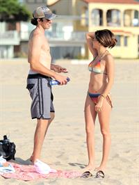 Noureen DeWulf bikini candids at Redondo Beach 10/8/12 