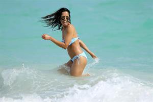 Padma Lakshmi in a bikini on the beach in Miami, Florida - December 8, 2012 