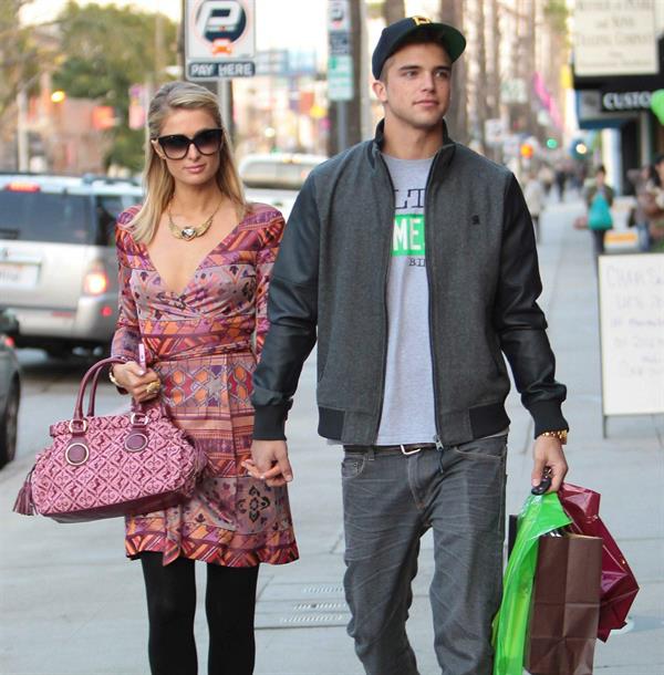 Paris Hilton and River Viiperi shop in Beverly Hills. February 9, 2013 