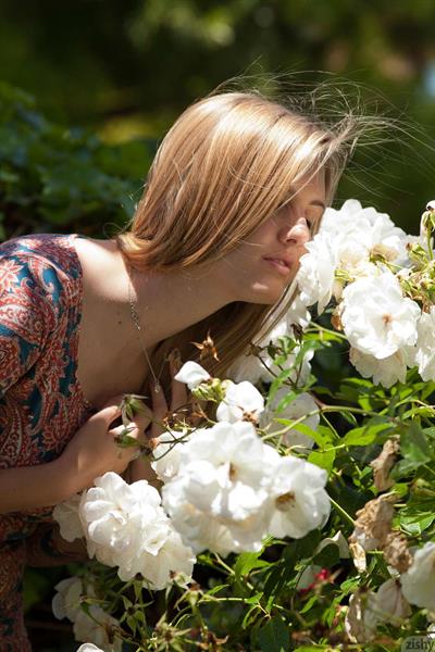 Holly Benson doing some yard work