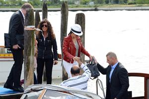 Salma Hayek - Touches down with her husband Francois-Henri Pinault at Marco Polo Airport in Venice (28.05.2013) 