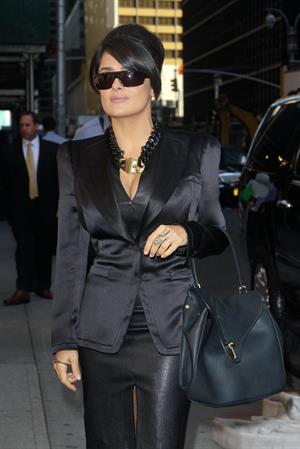 Salma Hayek Outside Ed Sullivan Theater for Letterman - October 10, 2012 