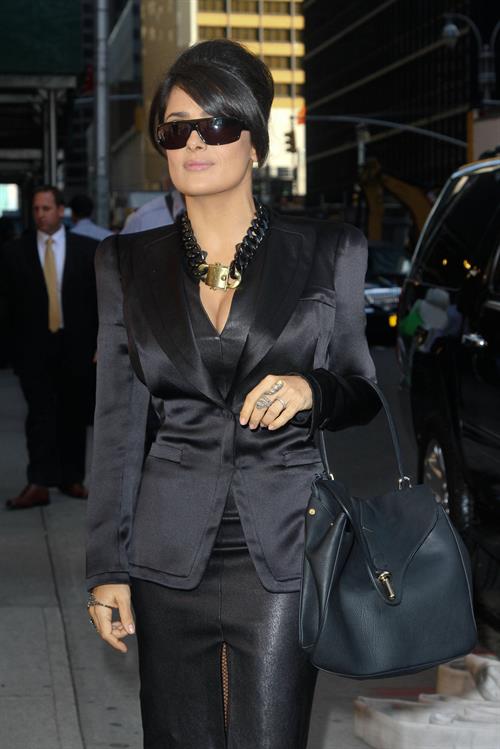 Salma Hayek Outside Ed Sullivan Theater for Letterman - October 10, 2012 