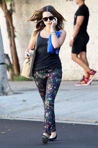 Sophia Bush walking and talking in Beverly Hills on August 27, 2012