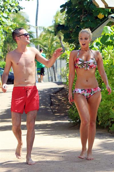 Tulisa Contostavlos in a bikini on the beach in Honolulu July 31, 2012