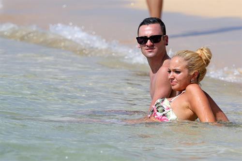 Tulisa Contostavlos in a bikini on the beach in Honolulu July 31, 2012