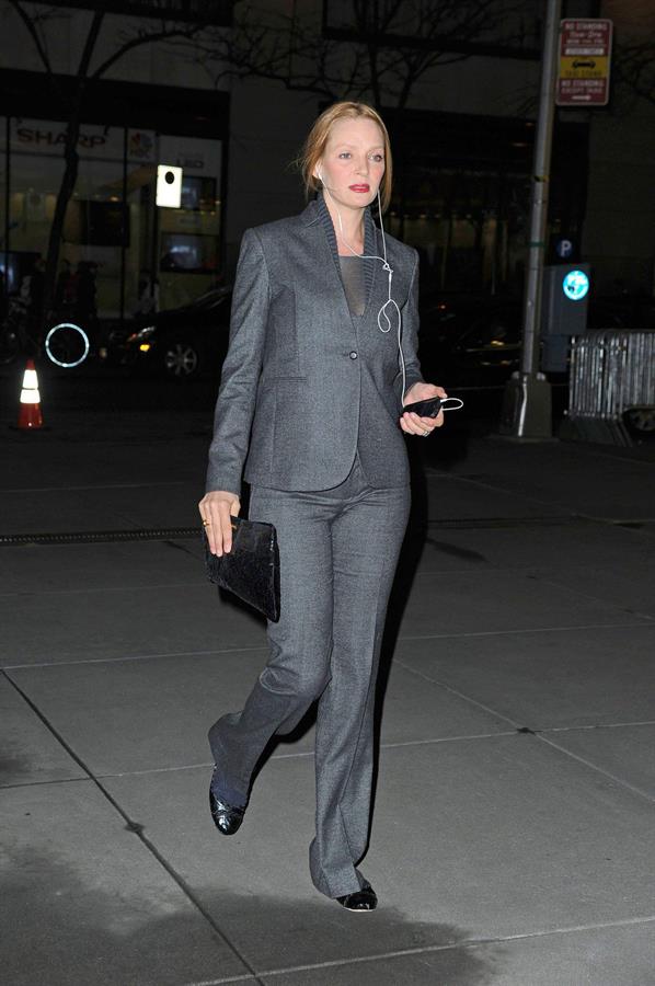 Uma Thurman Arriving at Christie's Auction House in New York December 18, 2012 