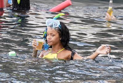 Rihanna enjoying a break on a yacht in Ponza August 29, 2014
