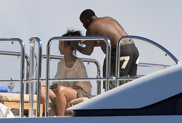 Rihanna enjoying a break on a yacht in Ponza August 29, 2014