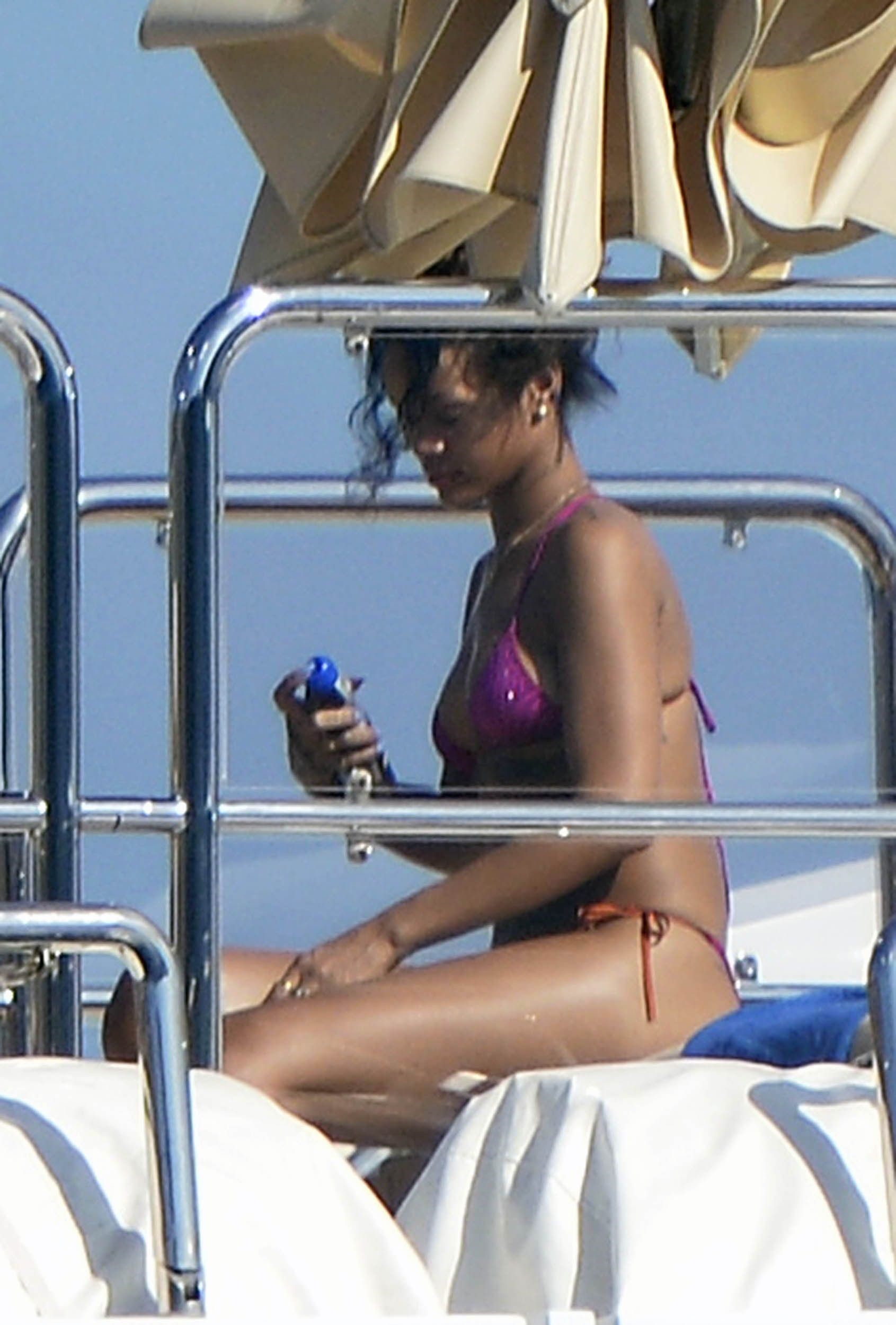 Rihanna enjoying a break on a yacht in Ponza August 29, 2014