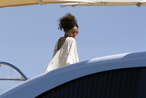 Rihanna enjoying a break on a yacht in Ponza August 29, 2014