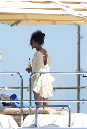 Rihanna enjoying a break on a yacht in Ponza August 29, 2014