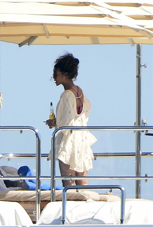 Rihanna enjoying a break on a yacht in Ponza August 29, 2014