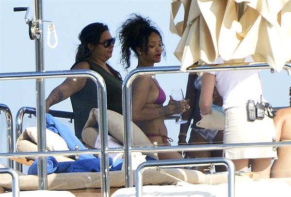 Rihanna enjoying a break on a yacht in Ponza August 29, 2014