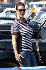 Katarina Witt at the oldtimer car rally Hamburg-Berlin-Klassik August 30, 2014