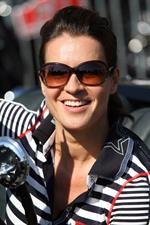 Katarina Witt at the oldtimer car rally Hamburg-Berlin-Klassik August 30, 2014