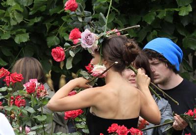 Natalie Portman modeling for a Miss Dior campaign photo shoot in the gardens of the Palais Royal in Paris 6/26/12 