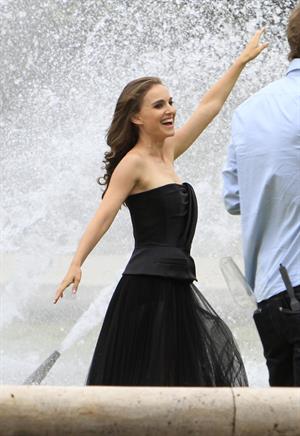 Natalie Portman modeling for a Miss Dior campaign photo shoot in the gardens of the Palais Royal in Paris 6/26/12 