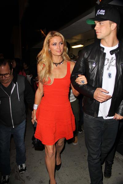Paris Hilton enjoys a night out with her boyfriend in Beverly Hills on June 6, 2013