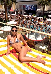 Adrianne Curry in a bikini at the Encore Beach Club in Las Vegas August 16, 2014