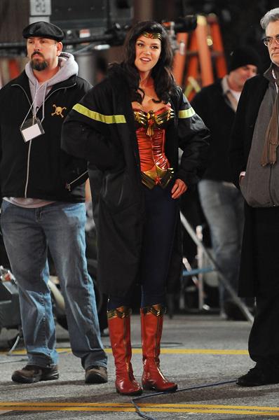 Adrianne Palicki on Wonder Woman set 3/29/2011 