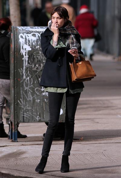 Alexa Chung Peels restaurant in the East Village in NYC, December 20, 2013