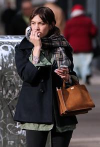 Alexa Chung Peels restaurant in the East Village in NYC, December 20, 2013