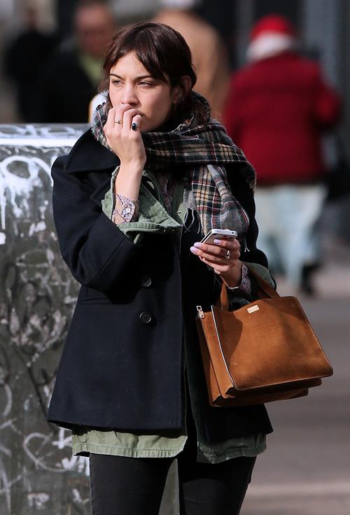 Alexa Chung Peels restaurant in the East Village in NYC, December 20, 2013