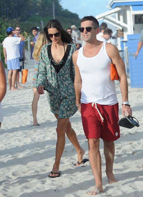 Alessandra Ambrosio – beach candids in Miami 12/6/13  