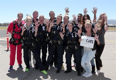 AnnaLynne McCord skydives from 18,000 feet at a charity event, Lompoc August 16, 2014