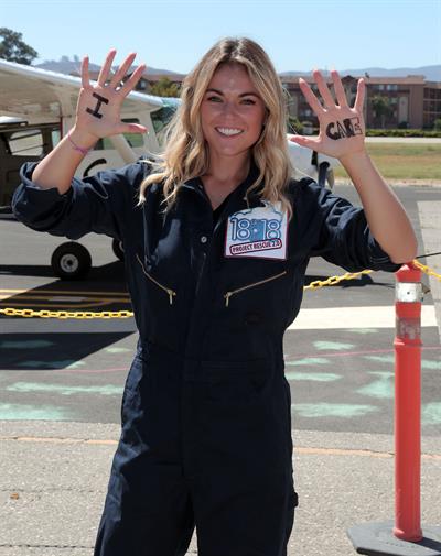 AnnaLynne McCord skydives from 18,000 feet at a charity event, Lompoc August 16, 2014