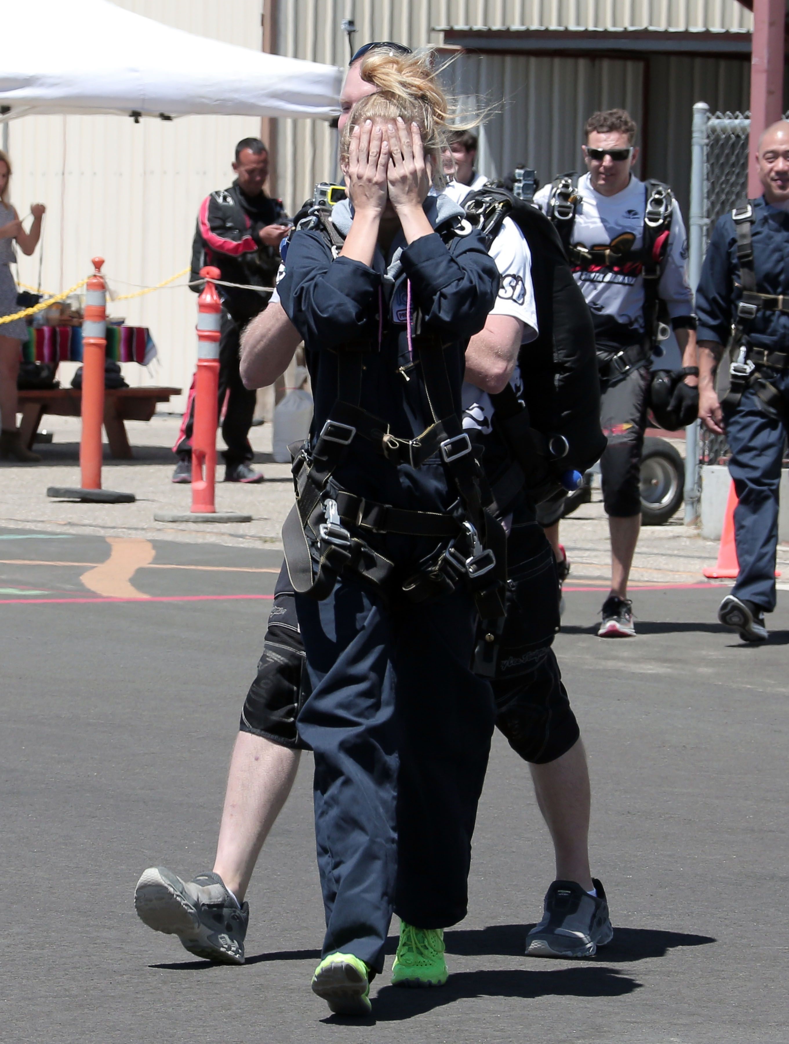 AnnaLynne McCord skydives from 18,000 feet at a charity event, Lompoc August 16, 2014