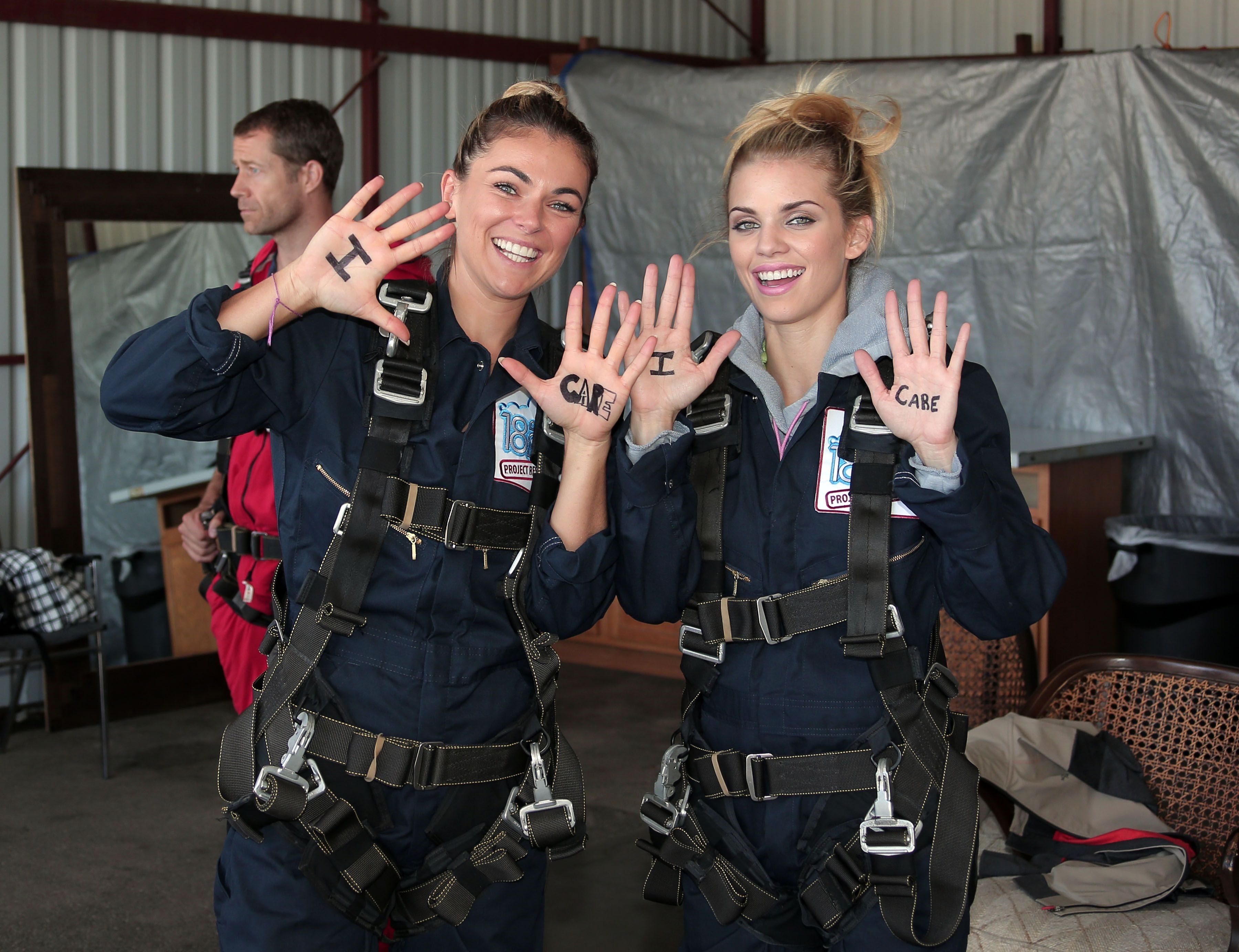 AnnaLynne McCord skydives from 18,000 feet at a charity event, Lompoc August 16, 2014