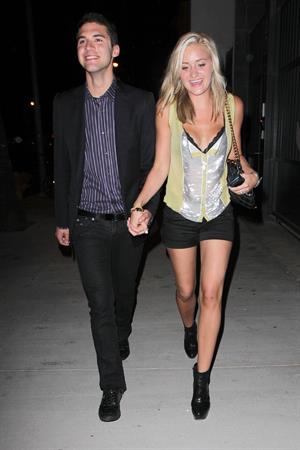Amanda Michalka leaves a club with a friend in Los Angeles on August 7, 2010 