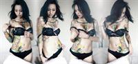 Levy Tran in lingerie