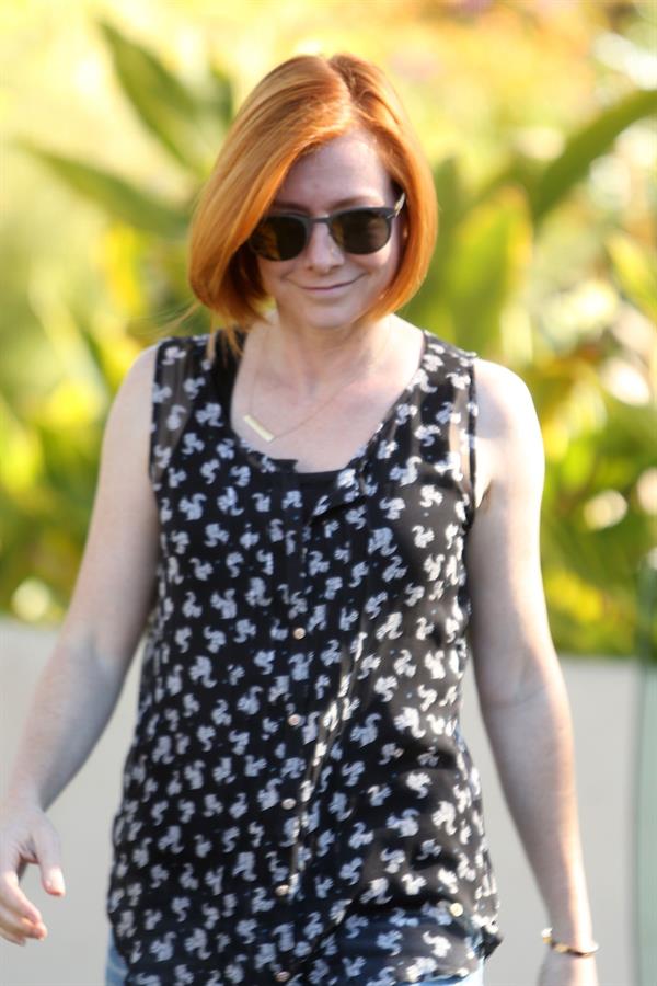 Alyson Hannigan outside her house on August 7, 2014