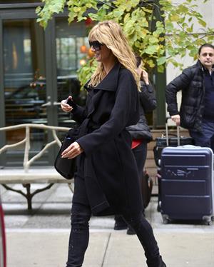 Heidi Klum leaves her hotel in New York City on November 1, 2013