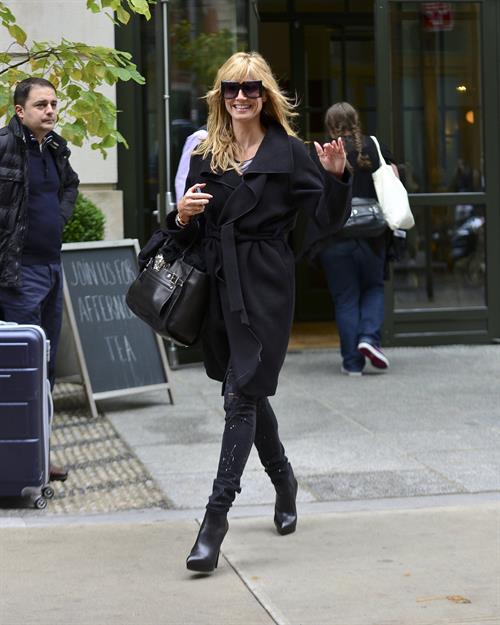Heidi Klum leaves her hotel in New York City on November 1, 2013