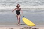 Helen Hunt wearing a swimsuit on the set of 'Ride' in LA August 5, 2013 