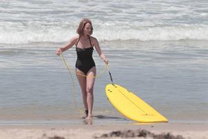 Helen Hunt wearing a swimsuit on the set of 'Ride' in LA August 5, 2013 