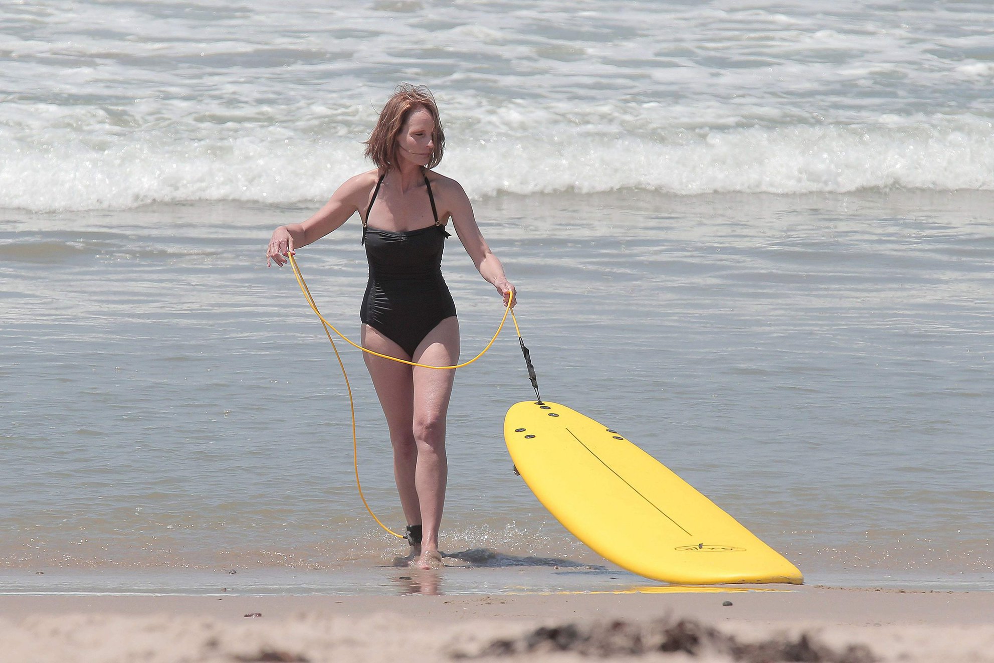 Helen Hunt wearing a swimsuit on the set of 'Ride' in LA August 5, 2013 