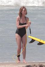 Helen Hunt wearing a swimsuit on the set of 'Ride' in LA August 5, 2013 